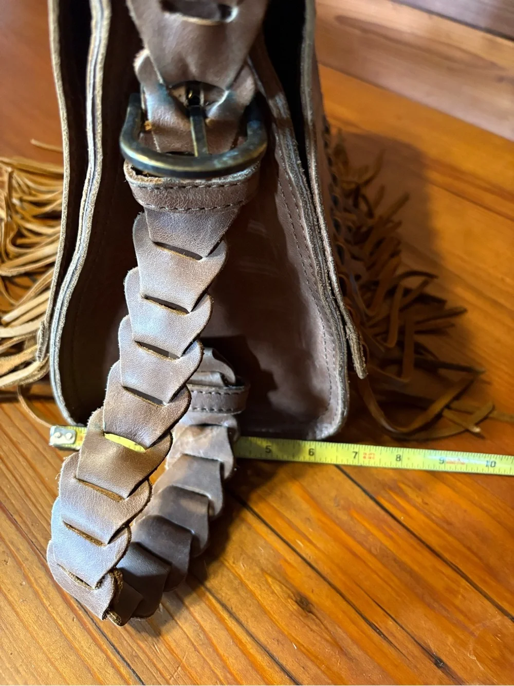 Women's Brown Leather Fringe Crossbody Bag by Saddleback Love 41